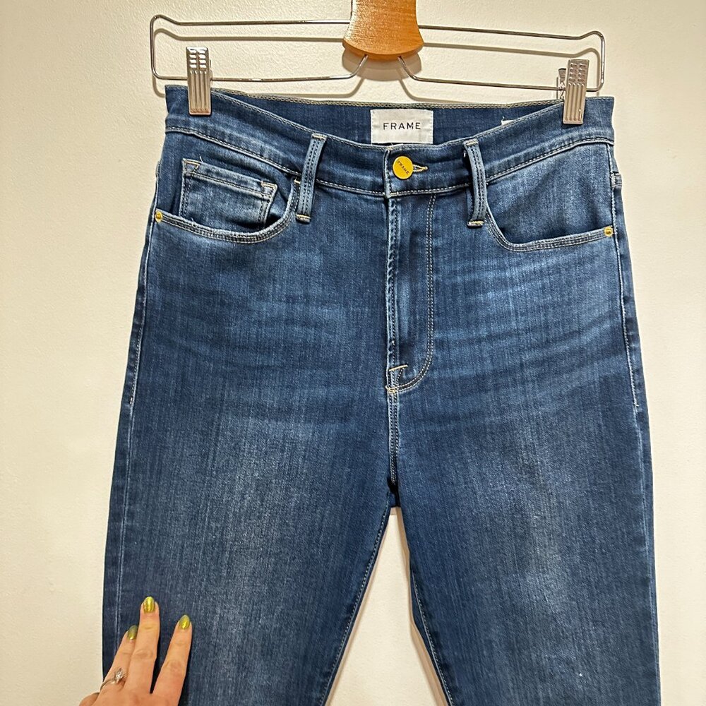 Frame Ali High-Rise Cigarette Jeans | Lupine Dark Wash | Size 27 - Picture 7 of 8